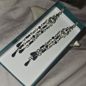 Elegant Black and Silver Dangle Earrings